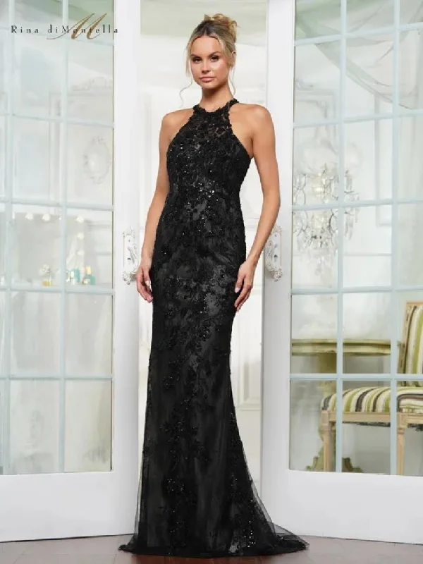 Rina di Montella RD3247 Beaded Long Fitted Formal Prom Dress