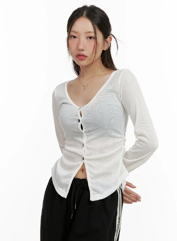 V-Neck Buttoned Top CL431