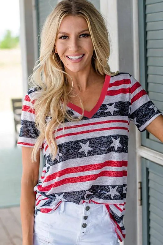 Star Spangled Washed V-Neck Tee