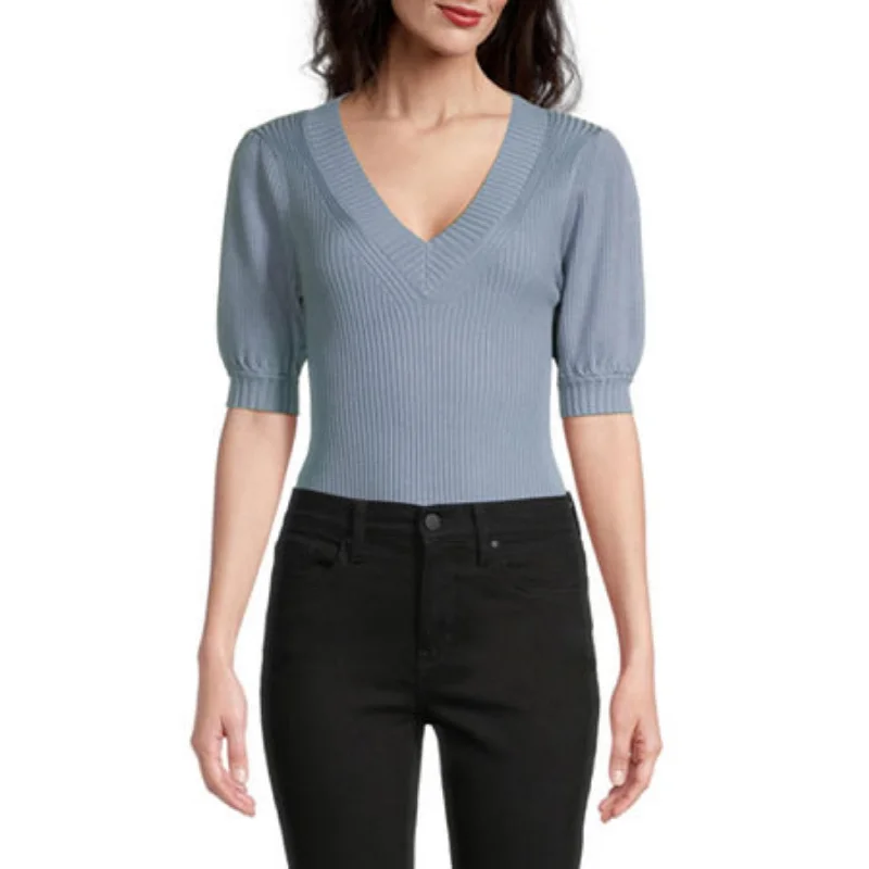 WORTHINGTON -  V Neck Elbow Sleeve Pullover Sweater