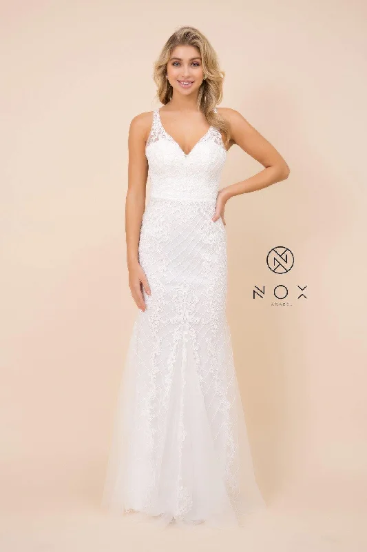 Long Formal Sleeveless Mermaid Prom Dress White