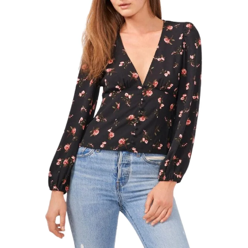 1.STATE - Floral Print V-Neck Top