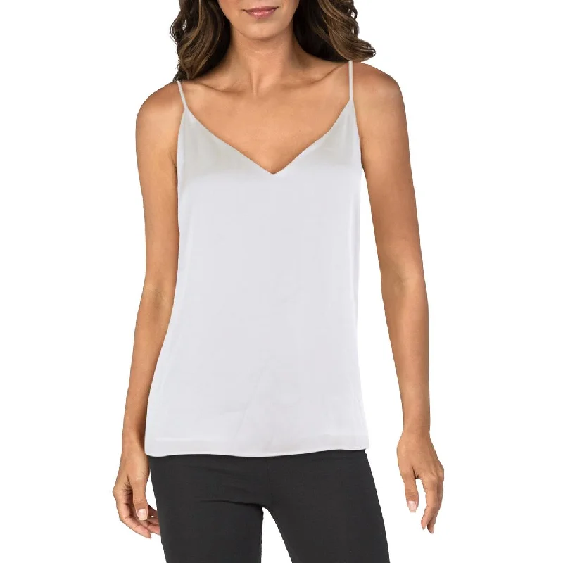 Petites Womens V Neck Sleeveless Shell