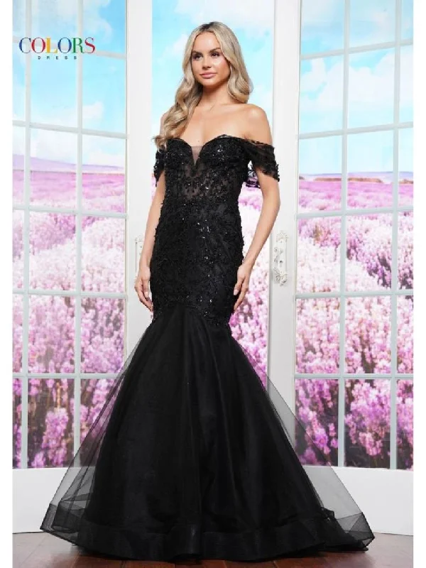 Colors 3468 Long Fitted Formal Beaded Prom Dress