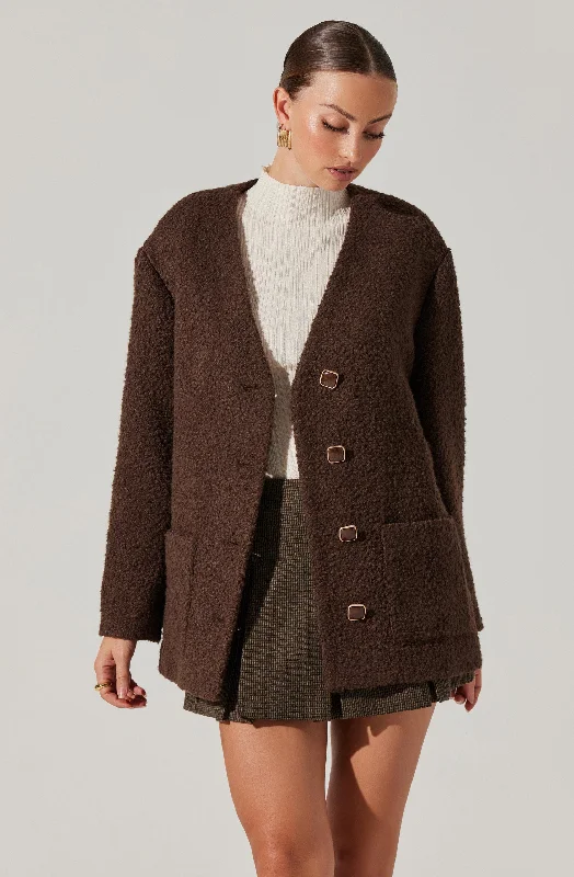 Maidy Boucle V-Neck Coat