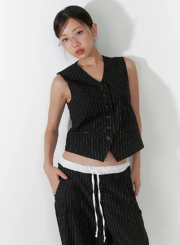 Striped V-Neck Vest CS405