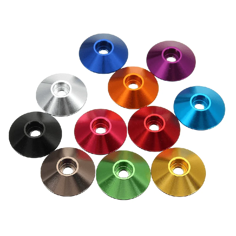 Suleve‚Ñ¢ M3AN10 10Pcs M3 Cap Head Screw Cup Washer Extra Large Gasket Aluminum Alloy Multicolor