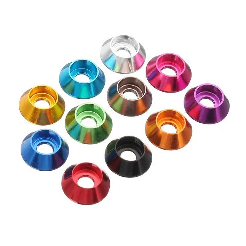 Suleve‚Ñ¢ M4AN6 10Pcs M4 Cup Head Hex Screw Gasket Washer Nuts Aluminum Alloy Multicolor Optional