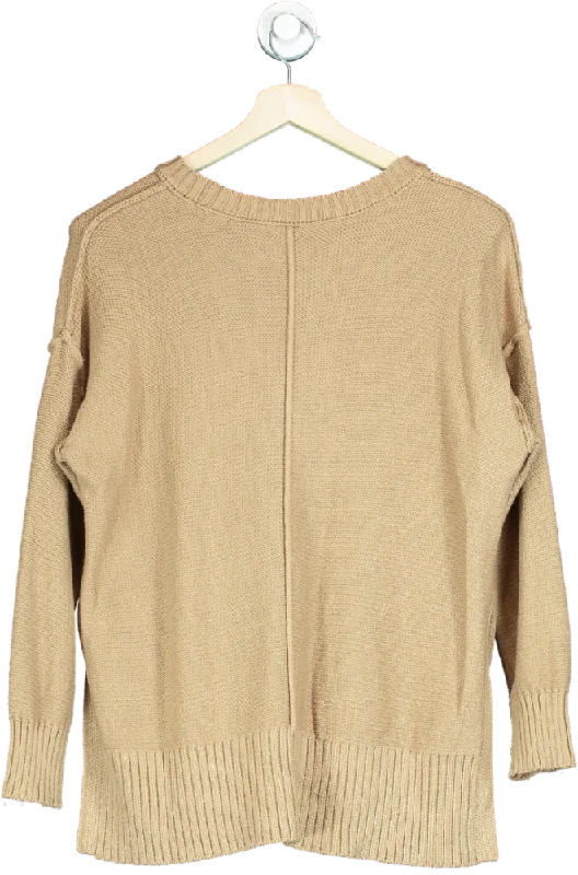 Aerie Brown Ribbed Knit Sweater UK XS