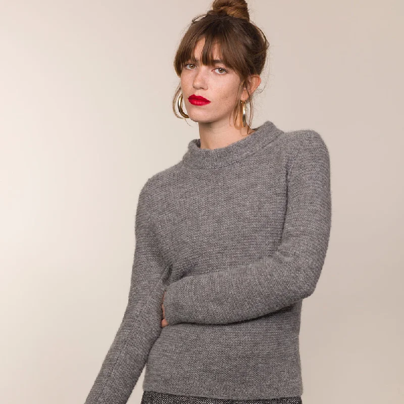 Smoke Alpaca Links Stitch Sweater