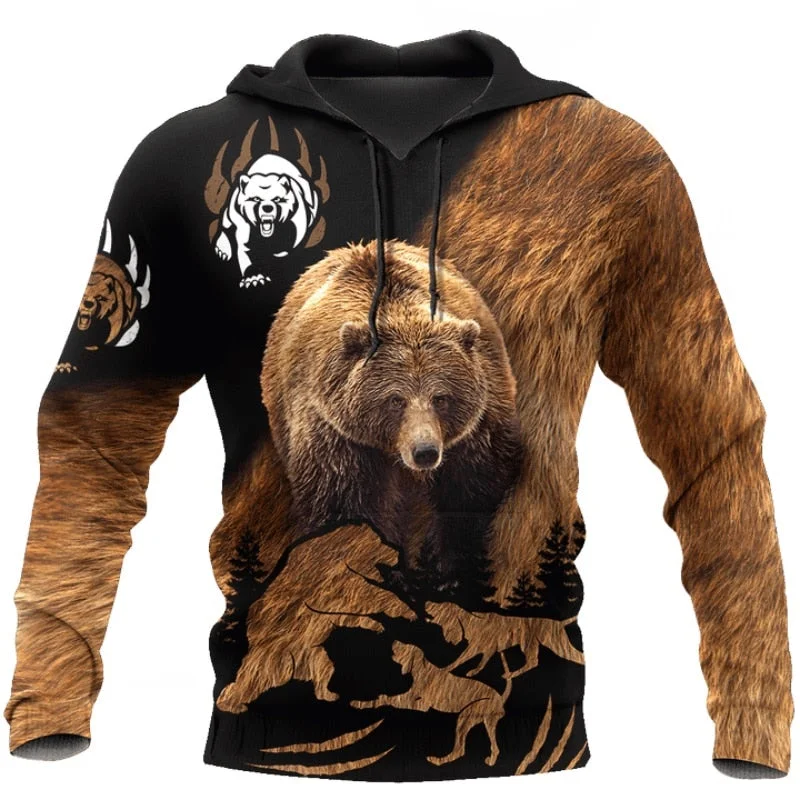 Bear 3D print Hoodies  Sweatshirt free shipping