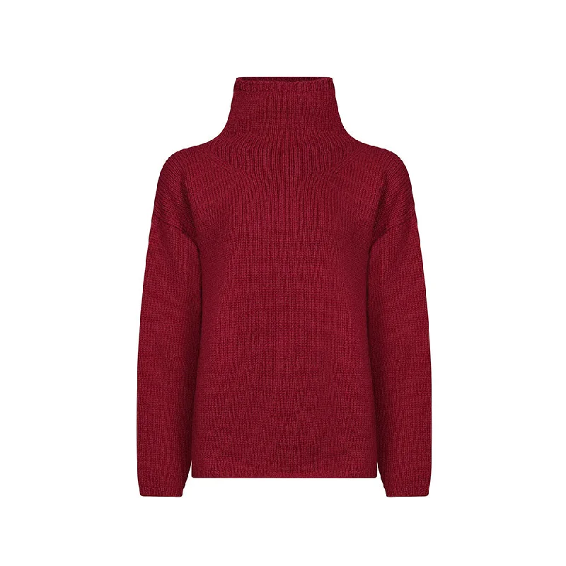 Berry, Funnel Neck Slouchy Sweater