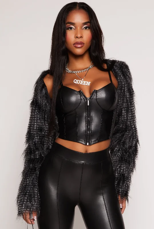 Shaggy Faux Fur Bolero Jacket