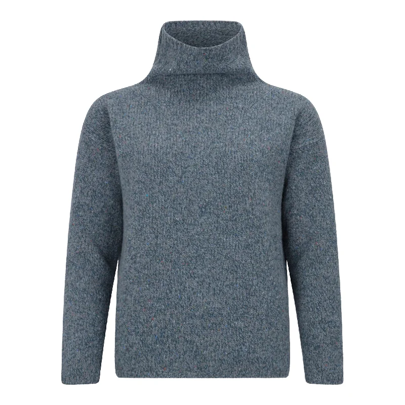 Blue Smoke Funnel Neck Slouchy Sweater