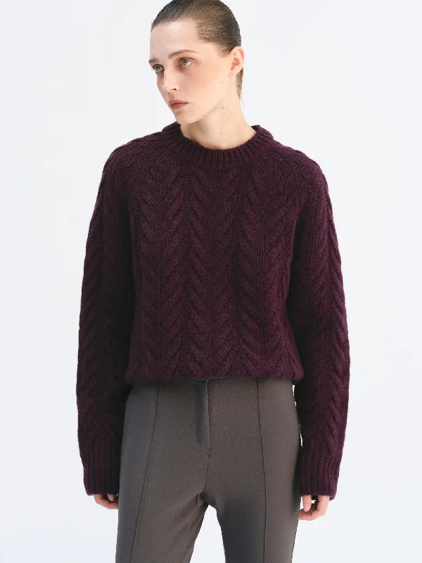 Braided Sweater, Mulberry