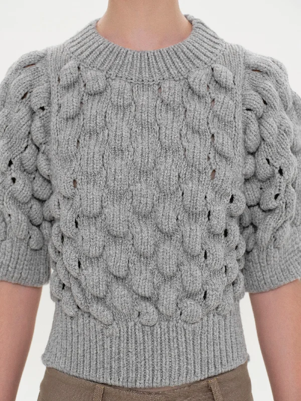 Bubble Knit Sweater, Grey