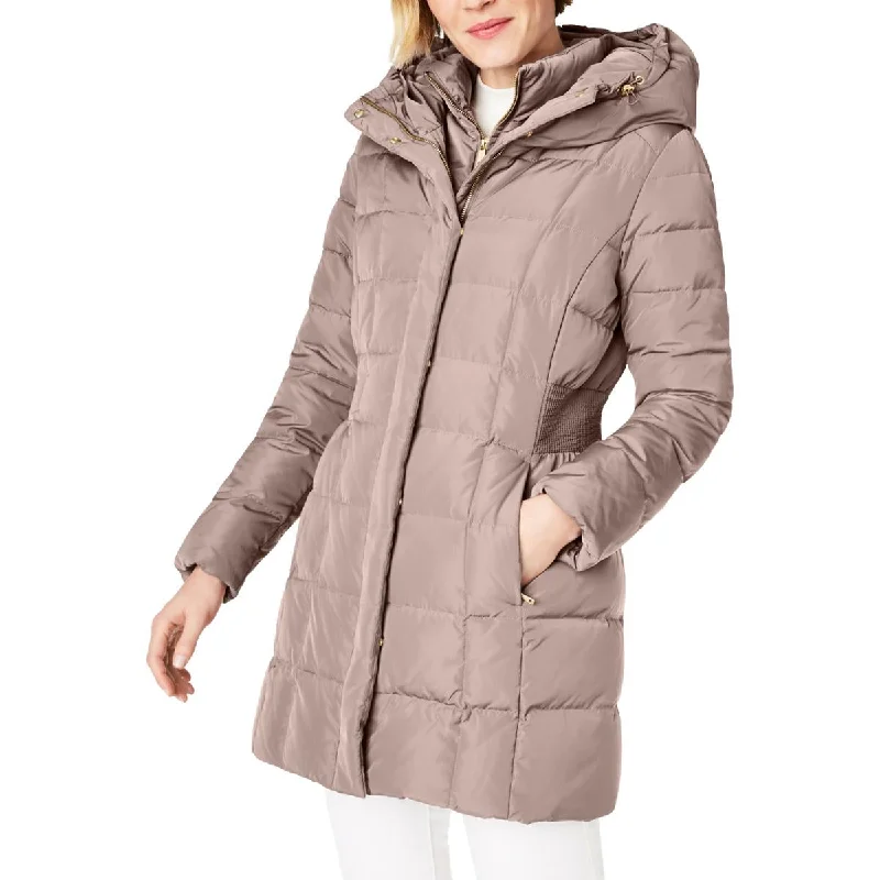 Cole Haan Women's Quilted Mid-Length Down Puffer Coat with Attached Hood