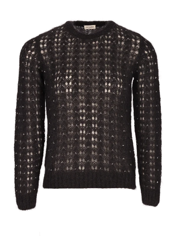 crystal-embellished mohair-blend sweater