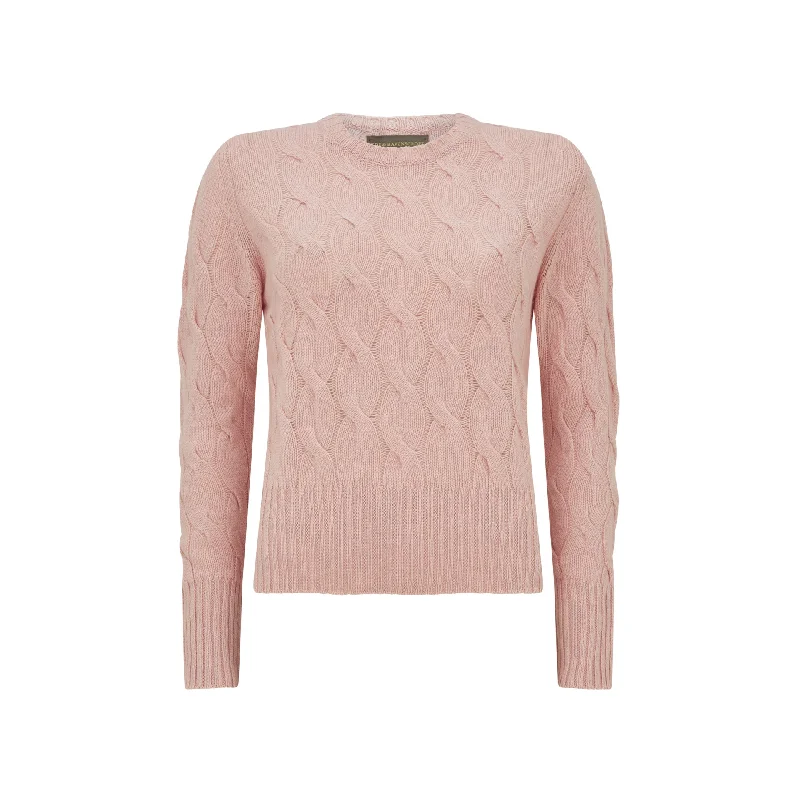 Keryn Cable Round Neck Cashmere Sweater