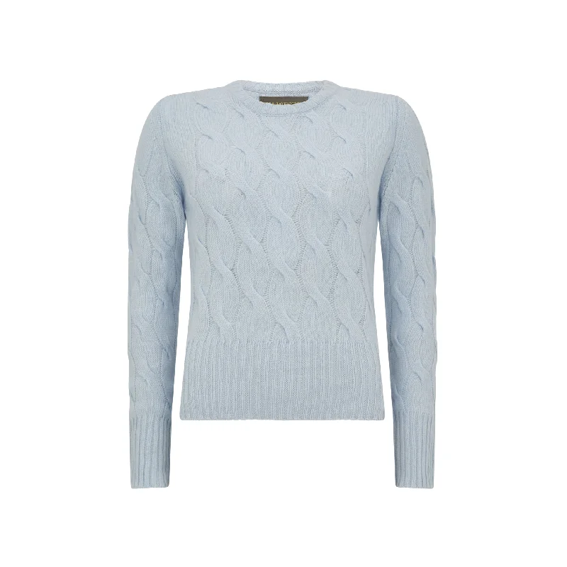 Keryn Cable Round Neck Cashmere Sweater