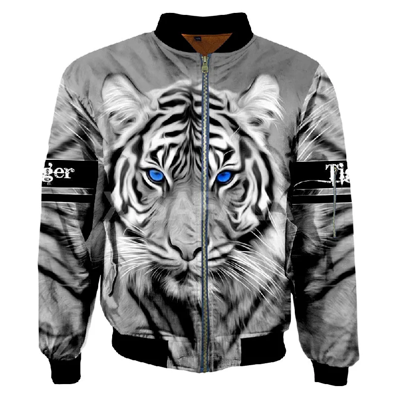 Bomber Jackets White Tiger Zipper Thick Coats 1