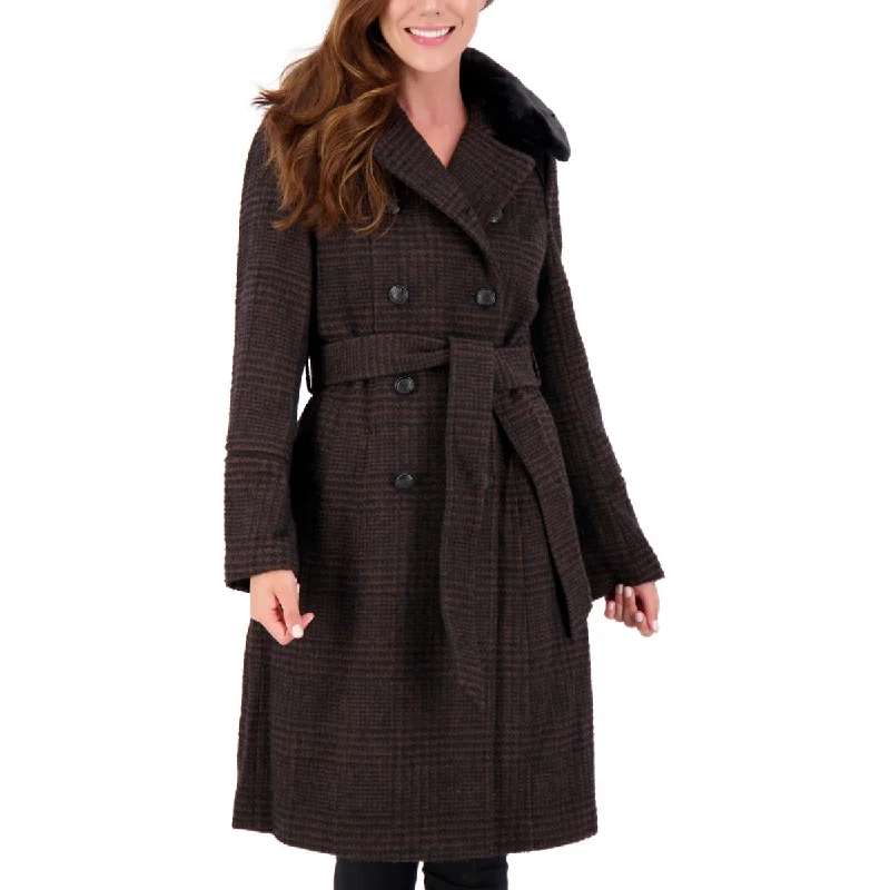 Vince Camuto Womens Wool Blend Midi Trench Coat