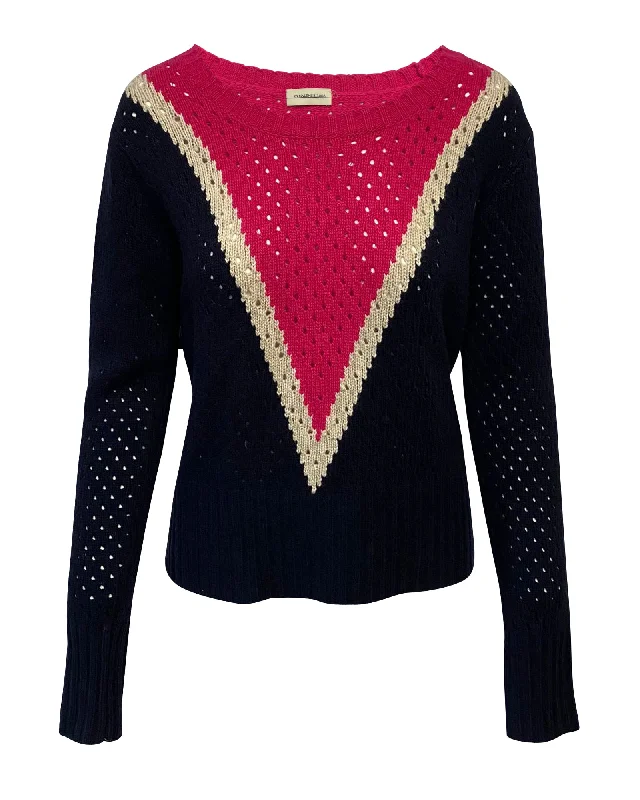 By Malene Birger Plomia Striped Open-knit Sweater In Blue Wool