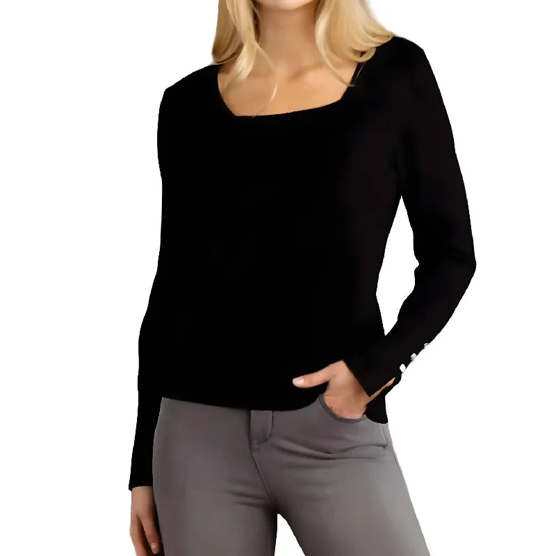 Square Neck Sweater In Black