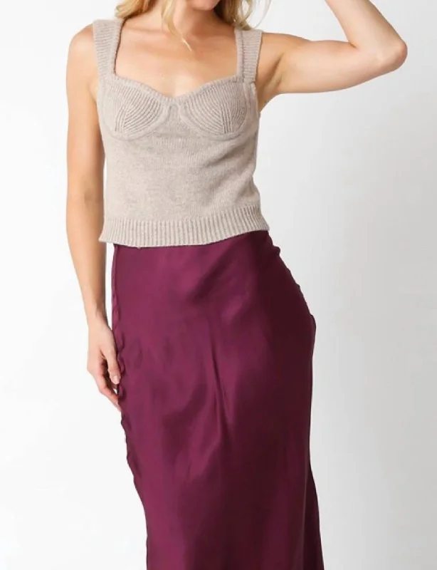 Bustier Sweater Top In Taupe