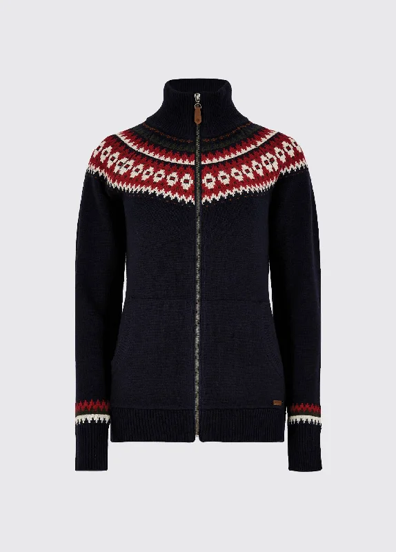 Carrick Fair Isle Zip Sweater - Navy - Size EU36