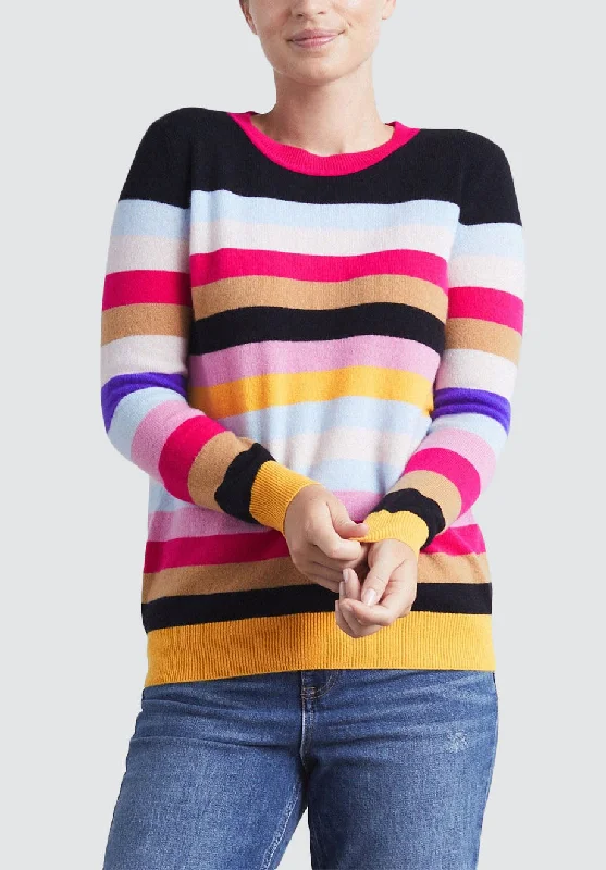 Relaxed Cashmere Crew Neck Sweater | Stripe