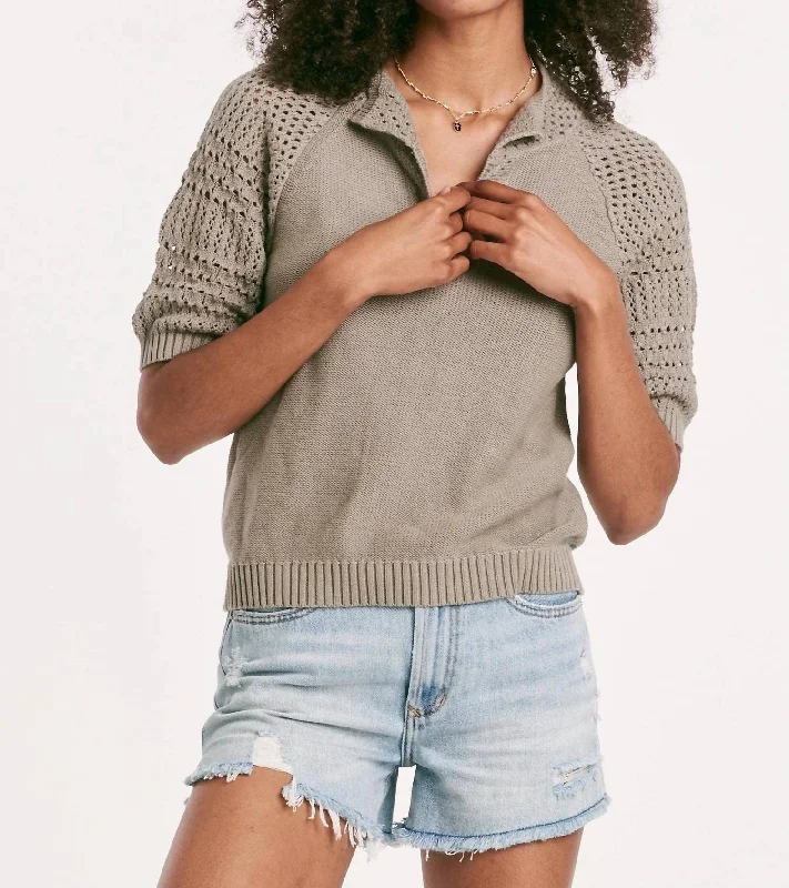 Verona Crochet Sweater In Sage