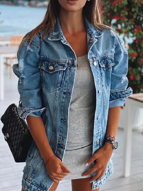 Pearl-Decorated Denim Jacket