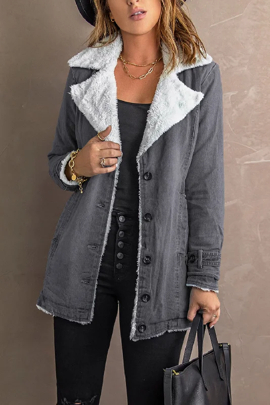 Warm Sherpa-Lined Denim Outerwear