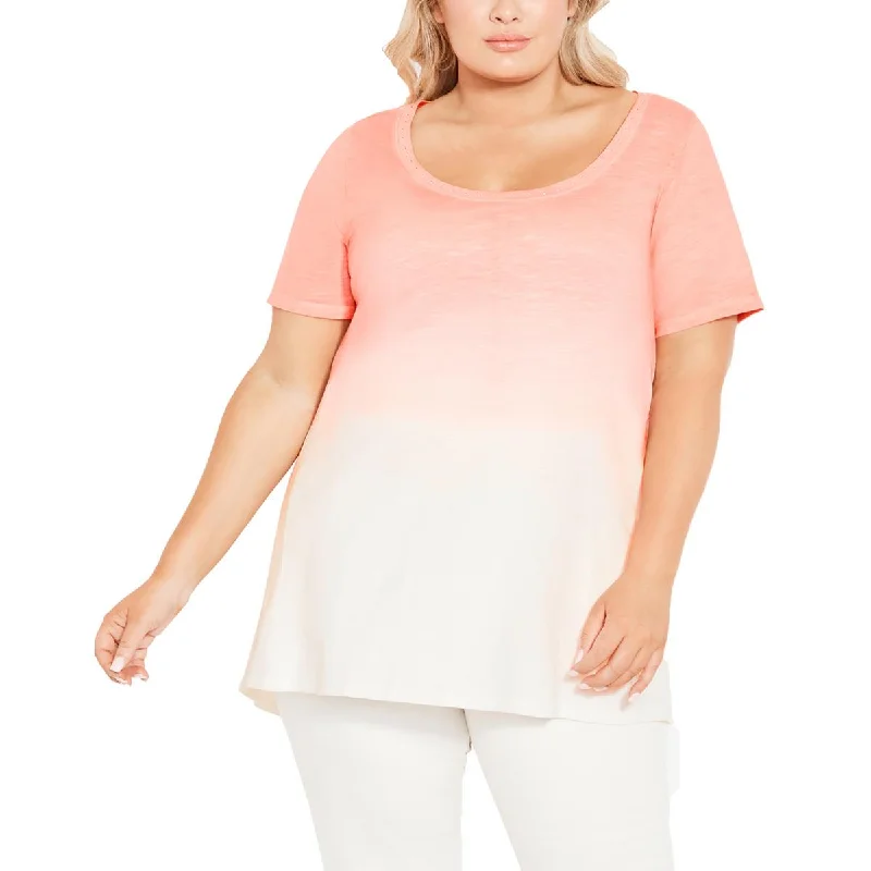 Avenue Womens Plus Cotton Ombre Blouse