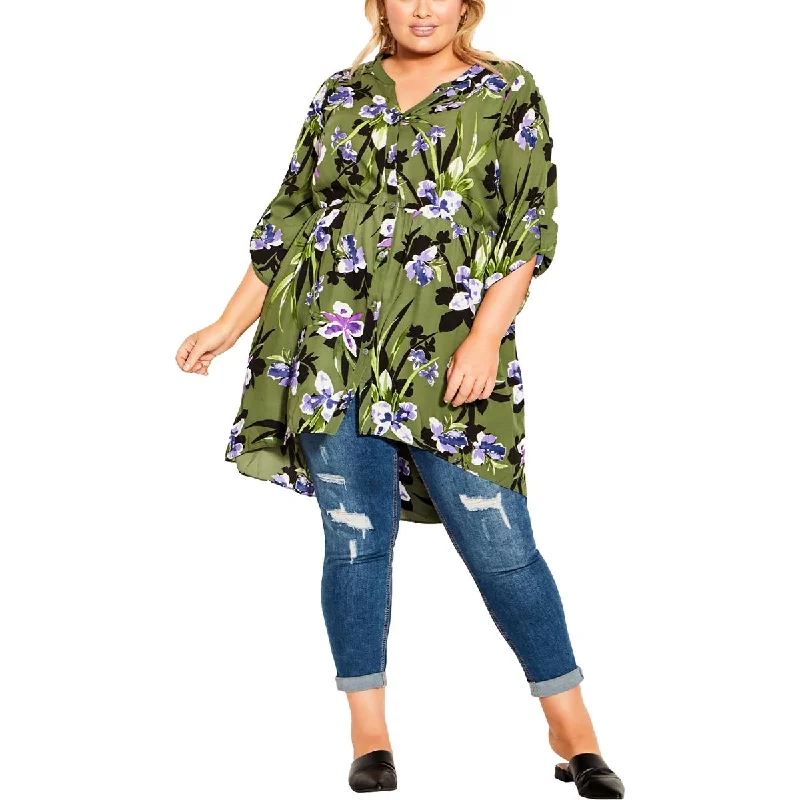 Avenue Womens Plus Floral Print Summer Wear Kimono