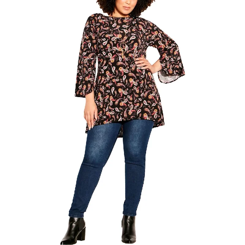 Avenue Womens Plus Printed Embellishments Blouse