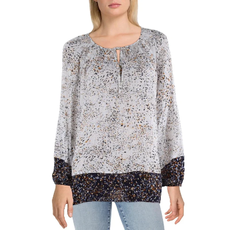 Belldini Womens Plus Metallic Printed Blouse