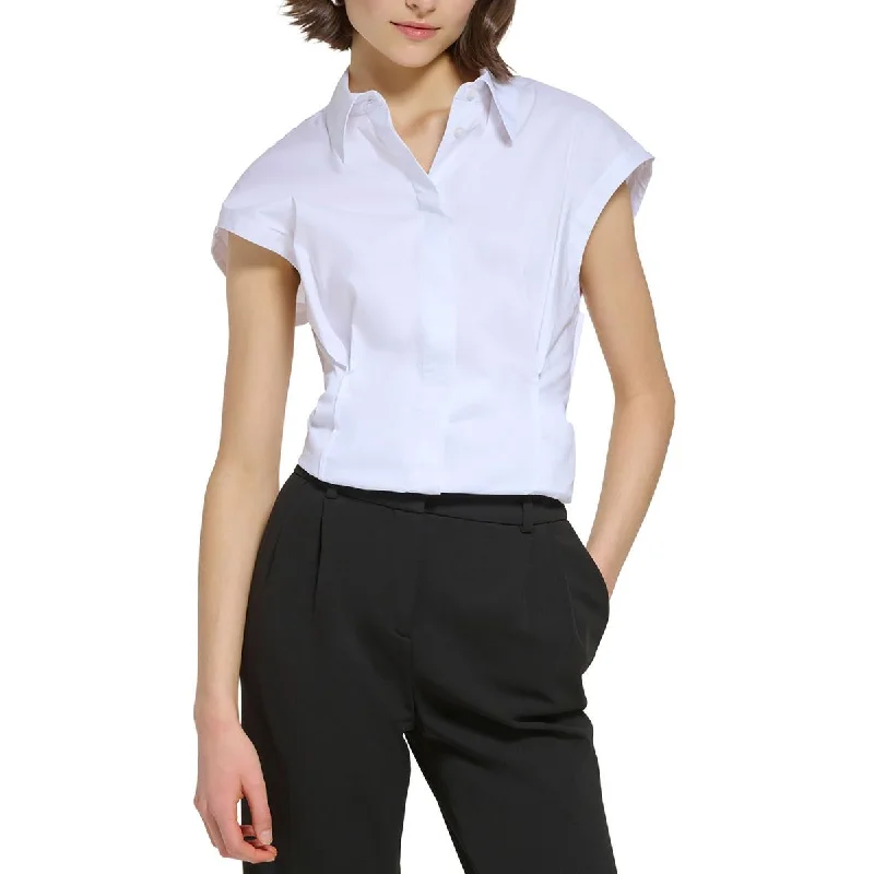 Calvin Klein Womens Plus Business Office Button-Down Top