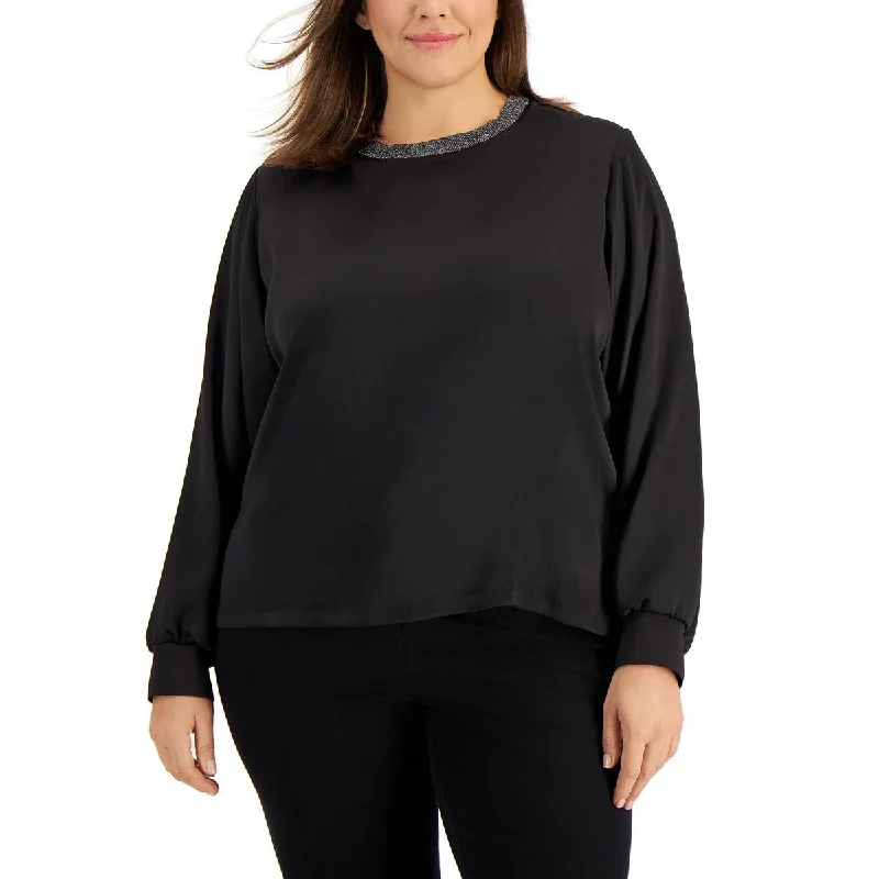 Calvin Klein Womens Plus Satin Blouse