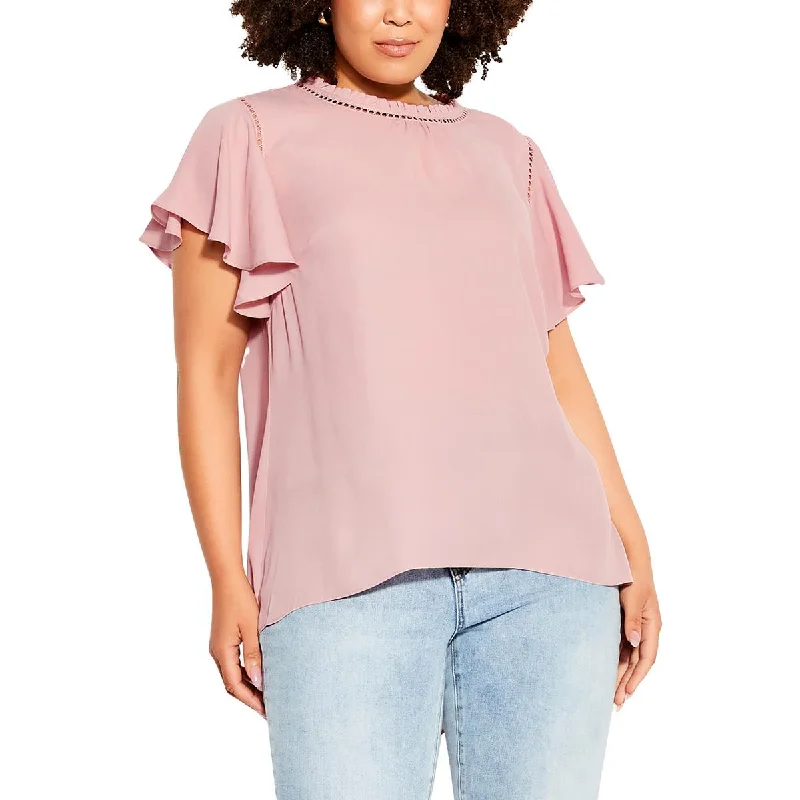 City Chic Womens Plus Cut-Out Blouse