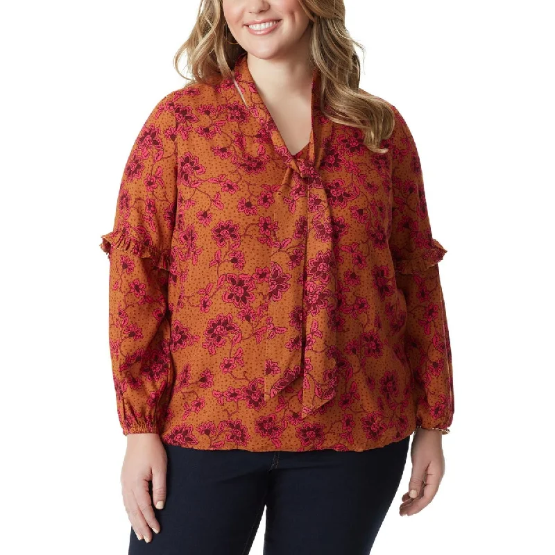 Jessica Simpson Womens Plus Floral Print Textured Blouse