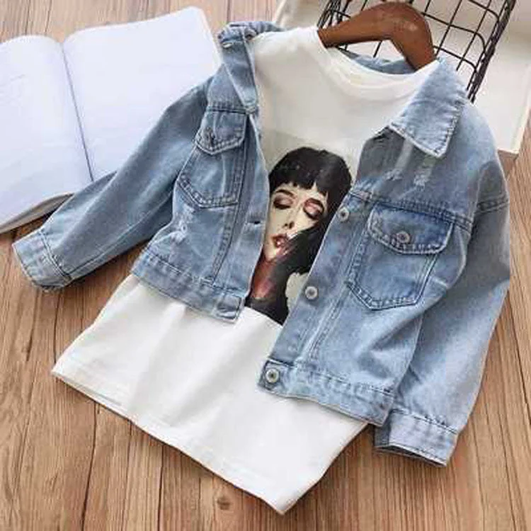 Korean Girl Flower Denim Jacket