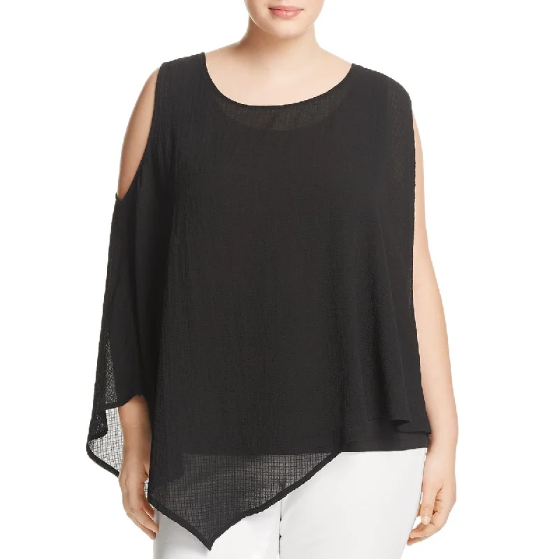 Love Scarlett Womens Plus Layered Asymmetric Blouse