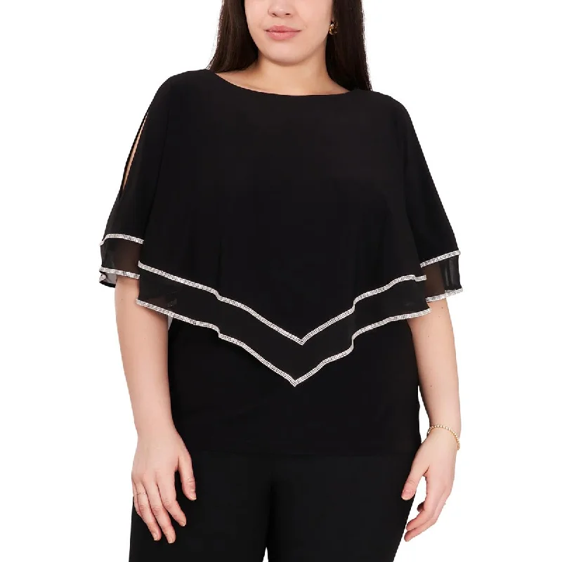 MSK Womens Plus Layered Boatneck Blouse