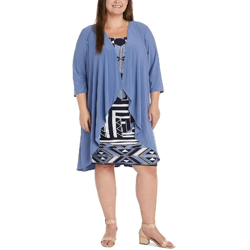 R&M Richards Womens Plus Open Front Long Kimono