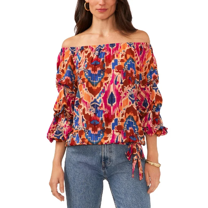 Vince Camuto Womens Plus Sundown Printed Rayon Blouse