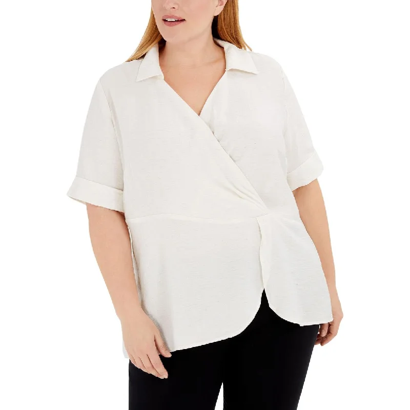 Alfani Womens Plus Drape Surplice Top