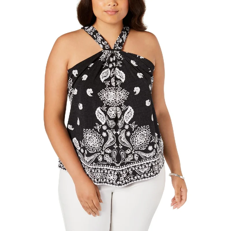 INC Womens Plus Paisley Hardware Halter Top