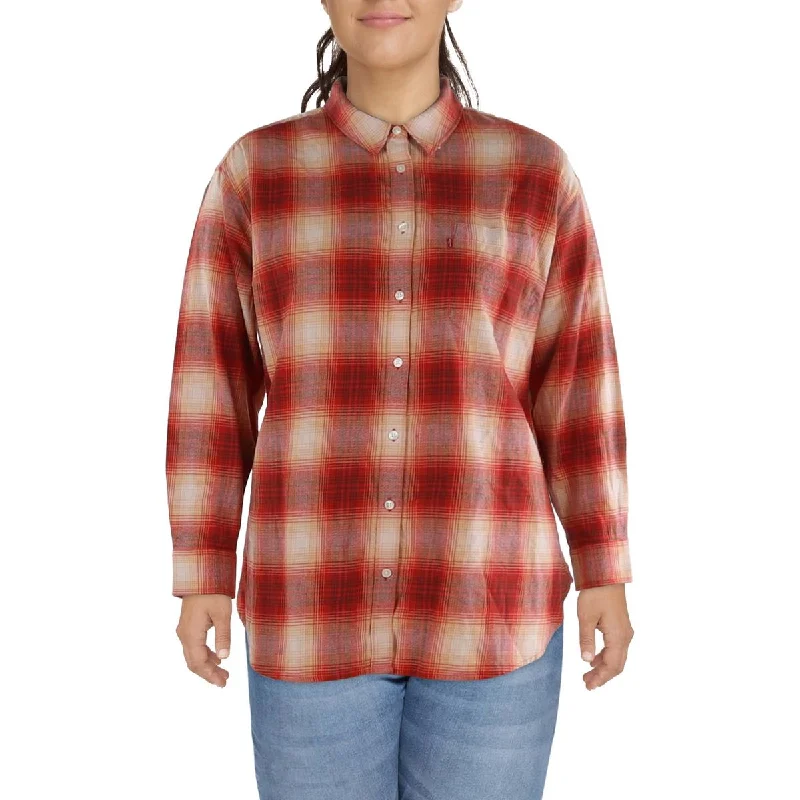 Levi's Womens Plus Cotton Collar Button-Down Top